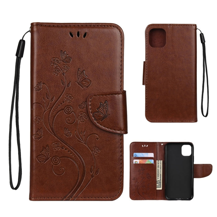 Estuche de cuero con tapa horizontal con patrón de flores de mariposa con soporte y ranuras para tarjetas y billetera, For iPhone 11 Pro, For iPhone 11, For iPhone 11 Pro Max