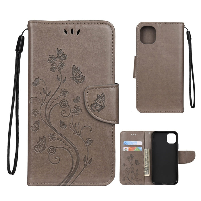 Estuche de cuero con tapa horizontal con patrón de flores de mariposa con soporte y ranuras para tarjetas y billetera, For iPhone 11 Pro, For iPhone 11, For iPhone 11 Pro Max