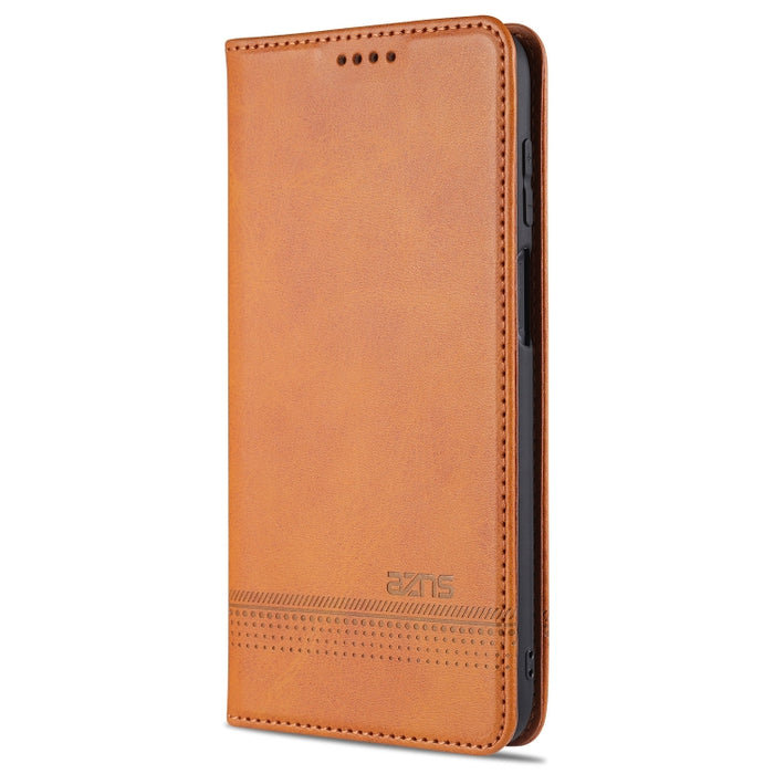 AZNS Estuche de cuero con tapa horizontal con textura de becerro magnético con ranuras para tarjetas y soporte y billetera, For Samsung Galaxy A12, For Samsung Galaxy S21 5G, For Xiaomi Mi 10T Lite 5G