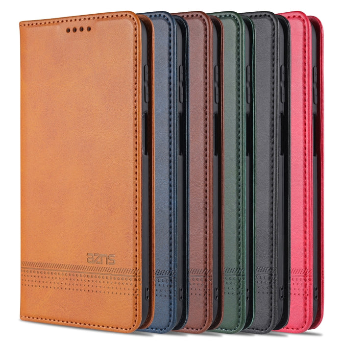AZNS Estuche de cuero con tapa horizontal con textura de becerro magnético con ranuras para tarjetas y soporte y billetera, For Samsung Galaxy A12, For Samsung Galaxy S21 5G, For Xiaomi Mi 10T Lite 5G