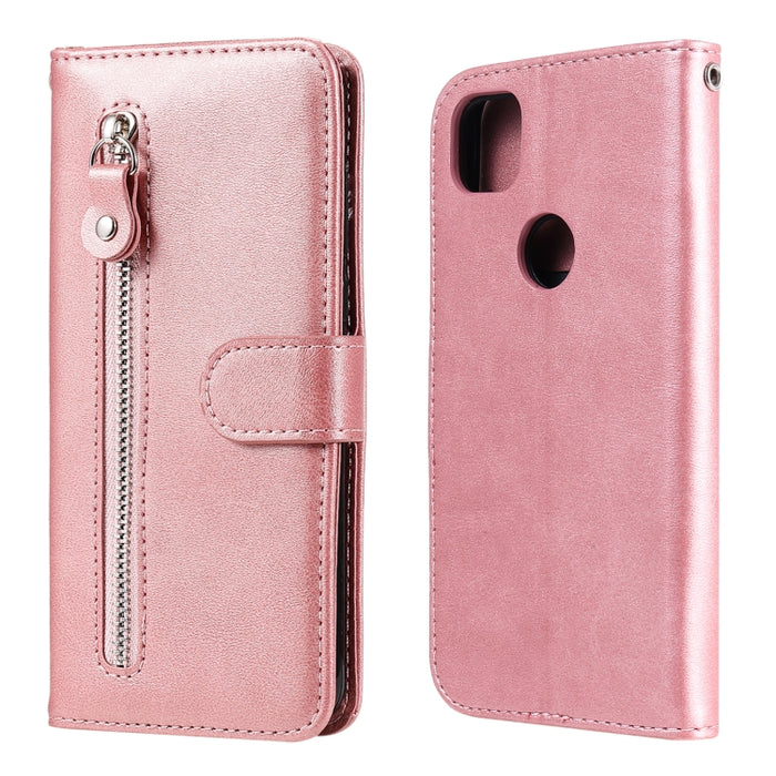 Estuche de cuero con tapa horizontal y cremallera con textura de becerro a la moda con soporte, ranuras para tarjetas y billetera, For OPPO F17 Pro / A93, For OPPO Realme 5 / 5s / C3, For Google Pixel 4a 4G, For Google Pixel 5 XL / Pixel 4a 5G         ...