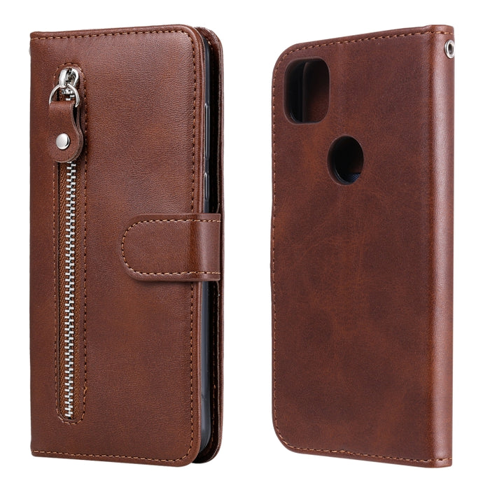 Estuche de cuero con tapa horizontal y cremallera con textura de becerro a la moda con soporte, ranuras para tarjetas y billetera, For OPPO F17 Pro / A93, For OPPO Realme 5 / 5s / C3, For Google Pixel 4a 4G, For Google Pixel 5 XL / Pixel 4a 5G         ...