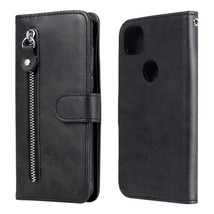 Estuche de cuero con tapa horizontal y cremallera con textura de becerro a la moda con soporte, ranuras para tarjetas y billetera, For OPPO F17 Pro / A93, For OPPO Realme 5 / 5s / C3, For Google Pixel 4a 4G, For Google Pixel 5 XL / Pixel 4a 5G         ...