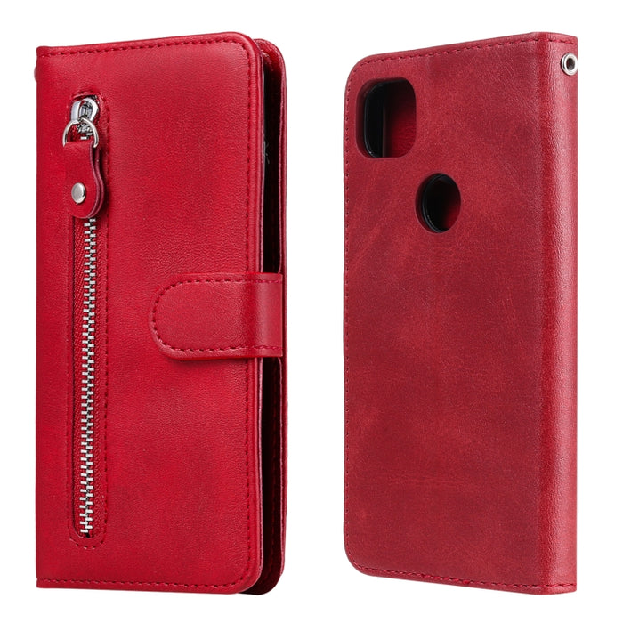 Estuche de cuero con tapa horizontal y cremallera con textura de becerro a la moda con soporte, ranuras para tarjetas y billetera, For OPPO F17 Pro / A93, For OPPO Realme 5 / 5s / C3, For Google Pixel 4a 4G, For Google Pixel 5 XL / Pixel 4a 5G         ...