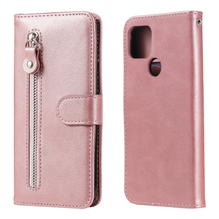 Estuche de cuero con tapa horizontal y cremallera con textura de becerro a la moda con soporte, ranuras para tarjetas y billetera, For OPPO F17 Pro / A93, For OPPO Realme 5 / 5s / C3, For Google Pixel 4a 4G, For Google Pixel 5 XL / Pixel 4a 5G         ...