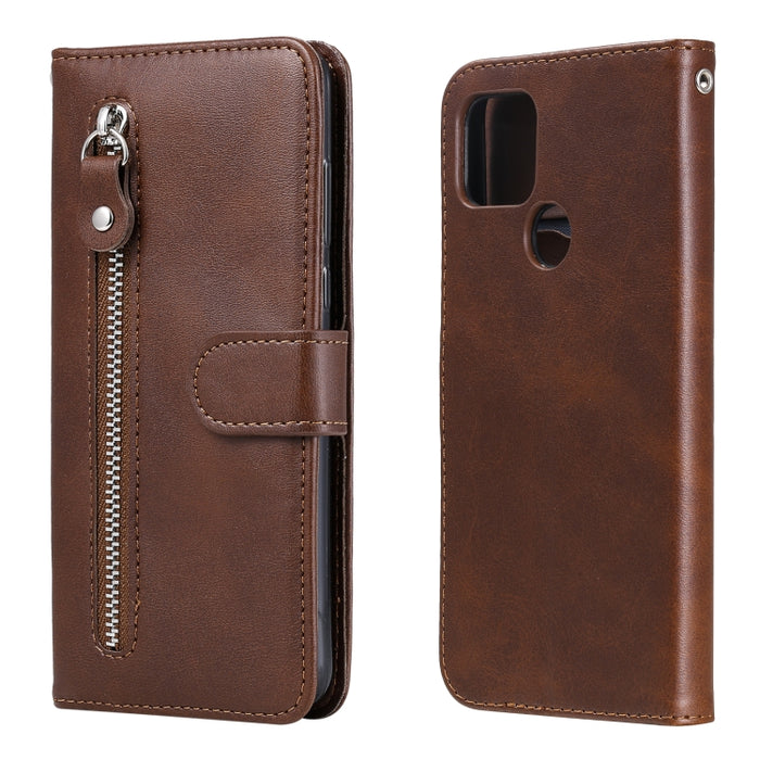 Estuche de cuero con tapa horizontal y cremallera con textura de becerro a la moda con soporte, ranuras para tarjetas y billetera, For OPPO F17 Pro / A93, For OPPO Realme 5 / 5s / C3, For Google Pixel 4a 4G, For Google Pixel 5 XL / Pixel 4a 5G         ...