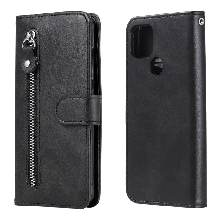 Estuche de cuero con tapa horizontal y cremallera con textura de becerro a la moda con soporte, ranuras para tarjetas y billetera, For OPPO F17 Pro / A93, For OPPO Realme 5 / 5s / C3, For Google Pixel 4a 4G, For Google Pixel 5 XL / Pixel 4a 5G         ...