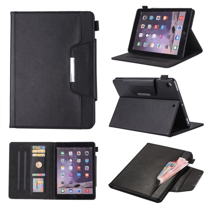 Para iPad 10.2 pulgadas Business Style Funda de cuero con tapa horizontal con soporte y ranura para tarjeta y marco de fotos y billetera