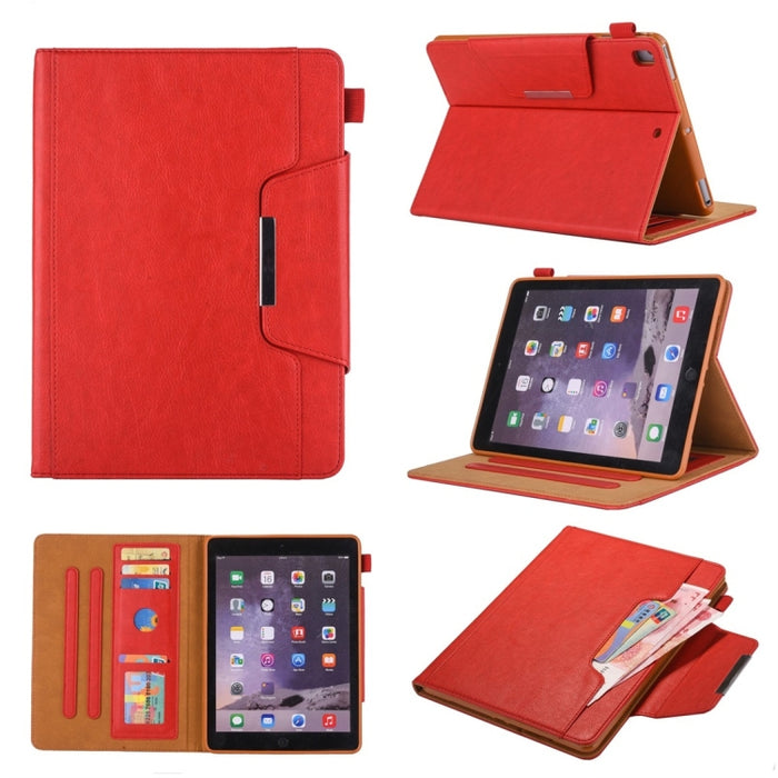 Para iPad 10.2 pulgadas Business Style Funda de cuero con tapa horizontal con soporte y ranura para tarjeta y marco de fotos y billetera