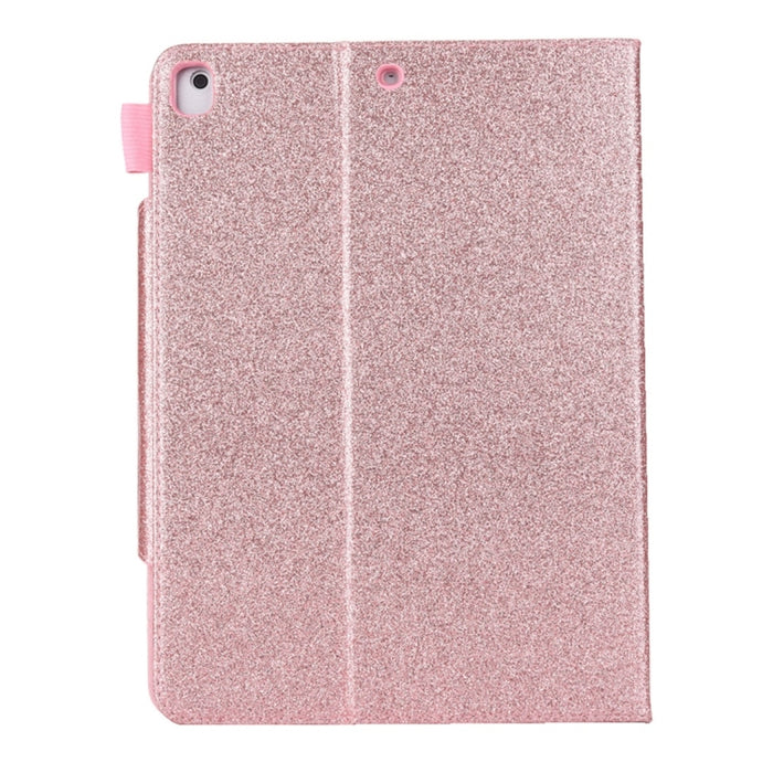Para iPad 10.2 pulgadas Glitter Powder Funda de cuero con tapa horizontal con soporte y ranura para tarjeta y marco de fotos y billetera