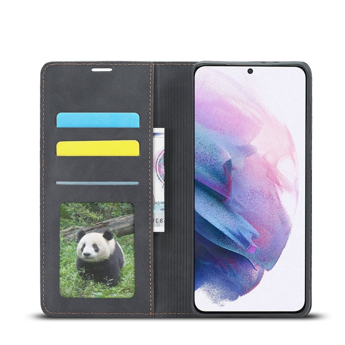 Forwenw Dream Series Oil Edge Fuerte magnetismo Funda de cuero con tapa horizontal con soporte y ranuras para tarjetas y billetera y marco de fotos, For Samsung Galaxy S21 5G, For Samsung Galaxy S21+ 5G, For Samsung Galaxy S21 Ultra 5G                 ...