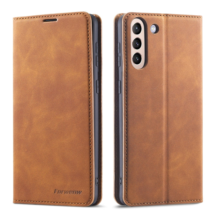 Forwenw Dream Series Oil Edge Fuerte magnetismo Funda de cuero con tapa horizontal con soporte y ranuras para tarjetas y billetera y marco de fotos, For Samsung Galaxy S21 5G, For Samsung Galaxy S21+ 5G, For Samsung Galaxy S21 Ultra 5G                 ...
