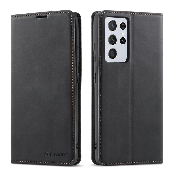 Forwenw Dream Series Oil Edge Fuerte magnetismo Funda de cuero con tapa horizontal con soporte y ranuras para tarjetas y billetera y marco de fotos, For Samsung Galaxy S21 5G, For Samsung Galaxy S21+ 5G, For Samsung Galaxy S21 Ultra 5G                 ...