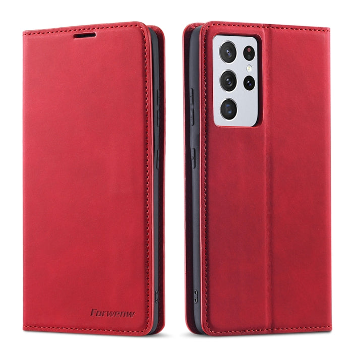 Forwenw Dream Series Oil Edge Fuerte magnetismo Funda de cuero con tapa horizontal con soporte y ranuras para tarjetas y billetera y marco de fotos, For Samsung Galaxy S21 5G, For Samsung Galaxy S21+ 5G, For Samsung Galaxy S21 Ultra 5G                 ...