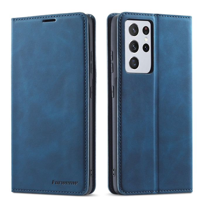 Forwenw Dream Series Oil Edge Fuerte magnetismo Funda de cuero con tapa horizontal con soporte y ranuras para tarjetas y billetera y marco de fotos, For Samsung Galaxy S21 5G, For Samsung Galaxy S21+ 5G, For Samsung Galaxy S21 Ultra 5G                 ...