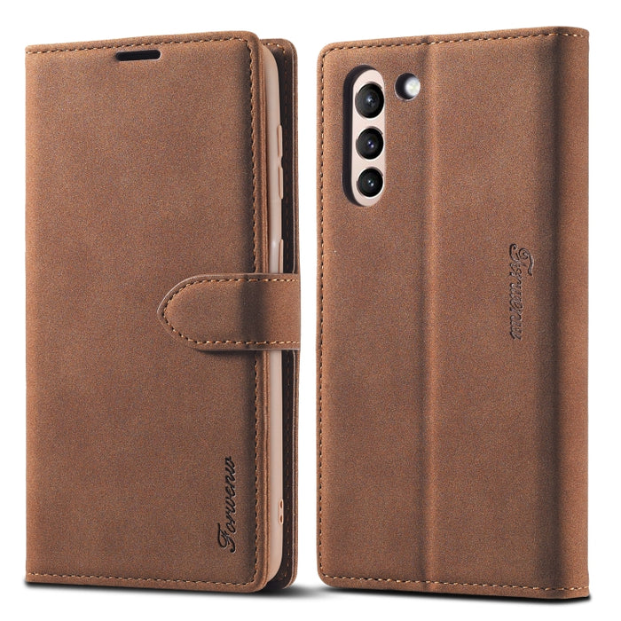 Forwenw F1 Series Matte Strong Magnetism Funda de cuero con tapa horizontal con soporte y ranuras para tarjetas y billetera y marco de fotos, For Samsung Galaxy A12, For Samsung Galaxy A32 5G, For Samsung Galaxy S21 5G, For Samsung Galaxy S21+ 5G      ...