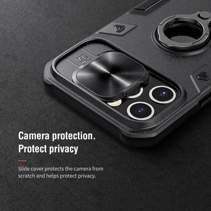 Estuche protector NILLKIN CamShield Armor a prueba de golpes con soporte de anillo invisible, For iPhone 12 Pro Max