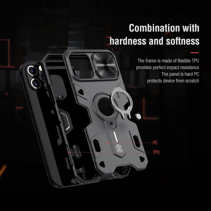 Estuche protector NILLKIN CamShield Armor a prueba de golpes con soporte de anillo invisible, For iPhone 12 Pro Max