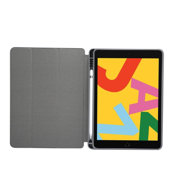 Para iPad 10.2 pulgadas Patrón de textura de mármol Estuche de cuero con tapa horizontal, con soporte de tres pliegues y ranura para bolígrafo y función de reposo / activación