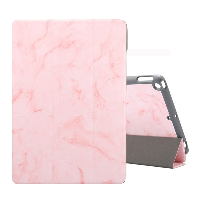 Para iPad 10.2 pulgadas Patrón de textura de mármol Estuche de cuero con tapa horizontal, con soporte de tres pliegues y ranura para bolígrafo y función de reposo / activación