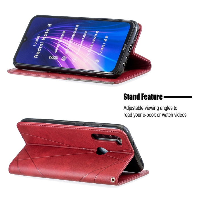 Estuche de cuero magnético con tapa horizontal con textura de rombos con soporte y ranuras para tarjetas, For Xiaomi Redmi Note 8, For Xiaomi Redmi Note 8 Pro