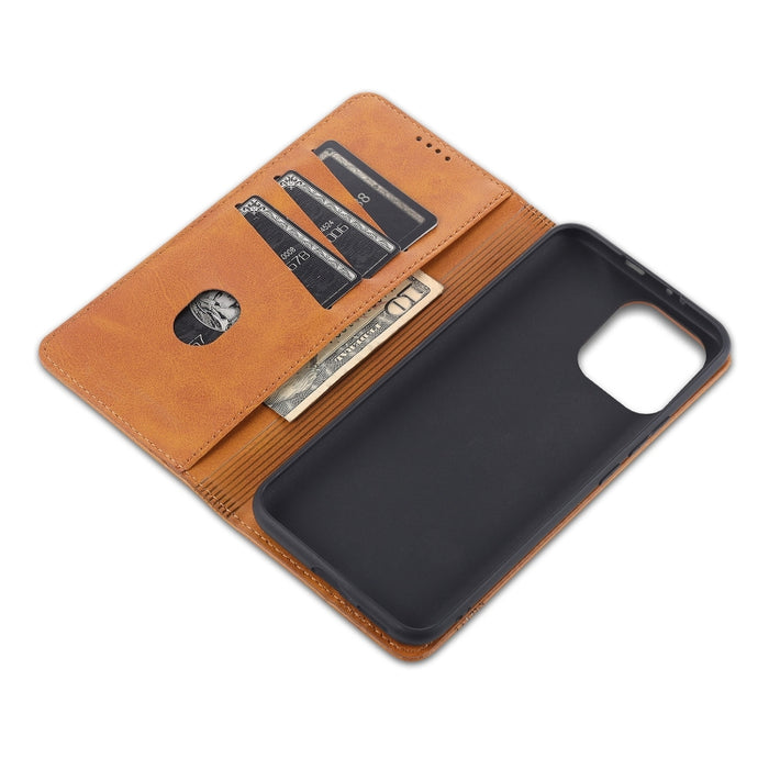 AZNS Estuche de cuero con tapa horizontal con textura de becerro magnético con ranuras para tarjetas y soporte y billetera, For Xiaomi Mi 11