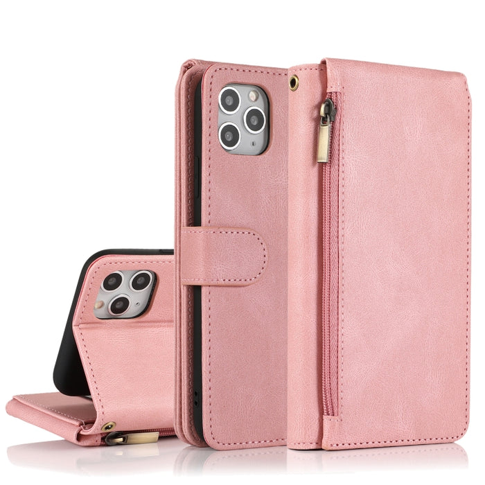 Funda de cuero con cremallera con textura de caballo loco con textura de piel, funda de cuero con tapa horizontal con soporte y ranuras para tarjetas, billetera y cordón, For iPhone 6, For iPhone 6 Plus, For iPhone SE 2022 / SE 2020 / 8 / 7            ...