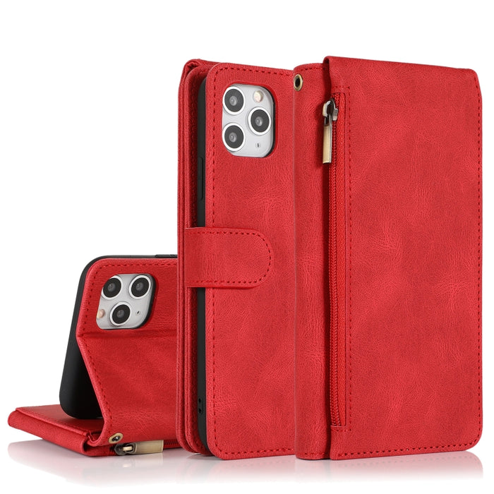 Funda de cuero con cremallera con textura de caballo loco con textura de piel, funda de cuero con tapa horizontal con soporte y ranuras para tarjetas, billetera y cordón, For iPhone 6, For iPhone 6 Plus, For iPhone SE 2022 / SE 2020 / 8 / 7            ...