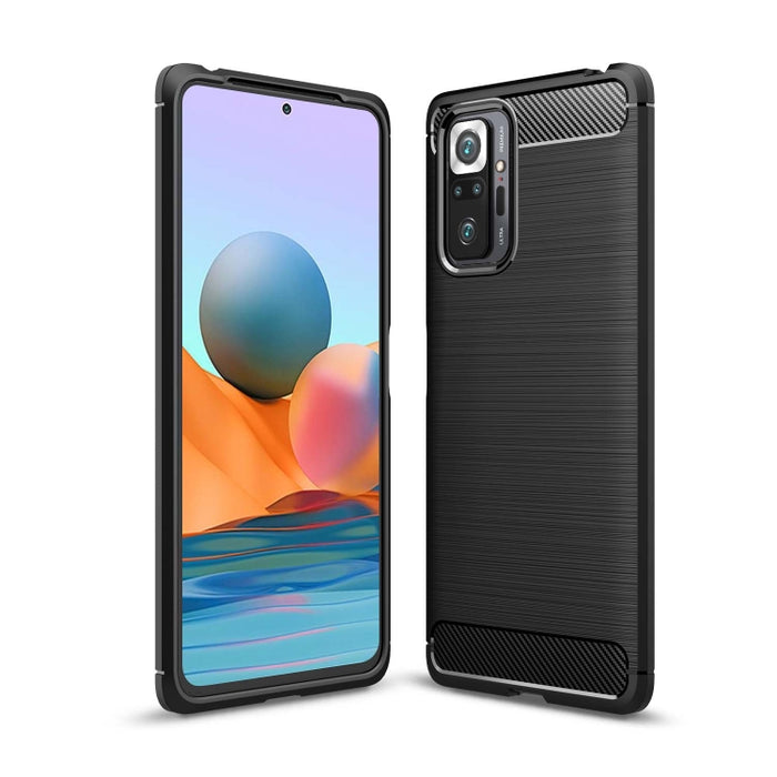 Estuche de TPU de fibra de carbono con textura cepillada, For Xiaomi Redmi Note 10 Pro