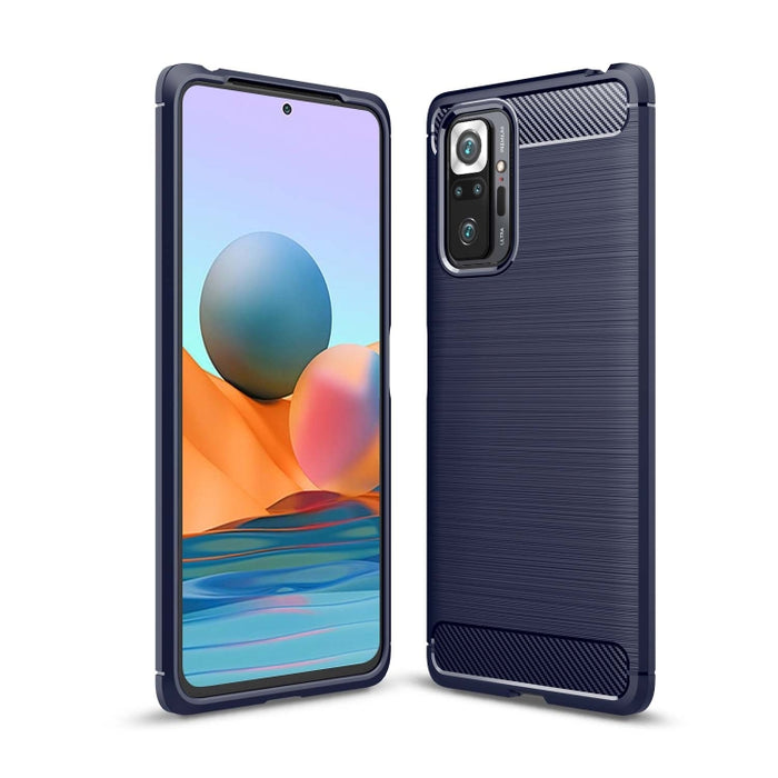 Estuche de TPU de fibra de carbono con textura cepillada, For Xiaomi Redmi Note 10 Pro