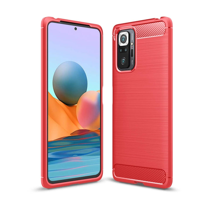 Estuche de TPU de fibra de carbono con textura cepillada, For Xiaomi Redmi Note 10 Pro