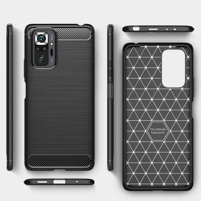 Estuche de TPU de fibra de carbono con textura cepillada, For Xiaomi Redmi Note 10 Pro