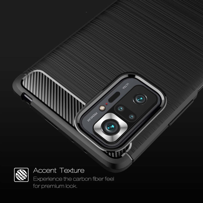 Estuche de TPU de fibra de carbono con textura cepillada, For Xiaomi Redmi Note 10 Pro