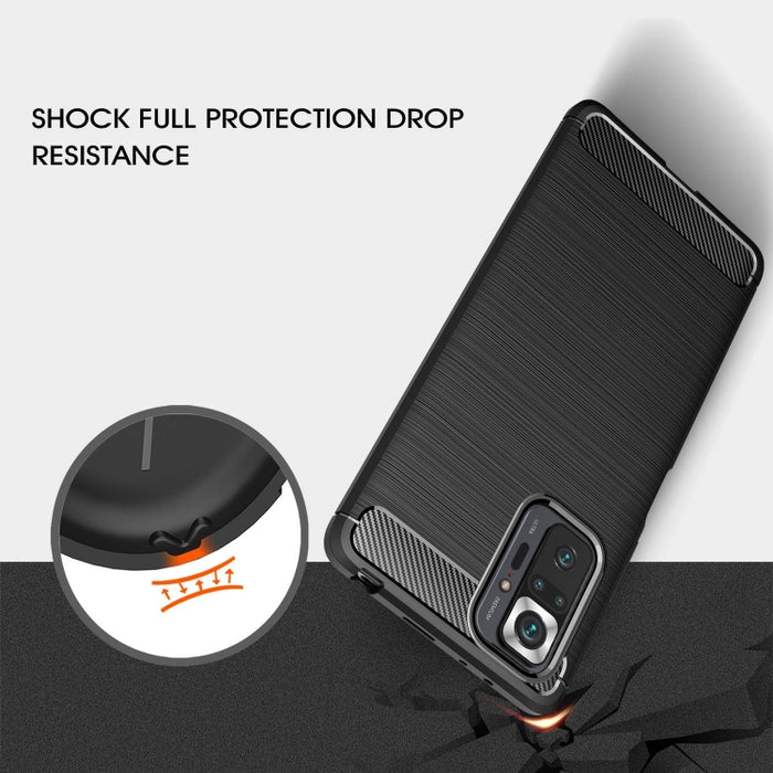 Estuche de TPU de fibra de carbono con textura cepillada, For Xiaomi Redmi Note 10 Pro