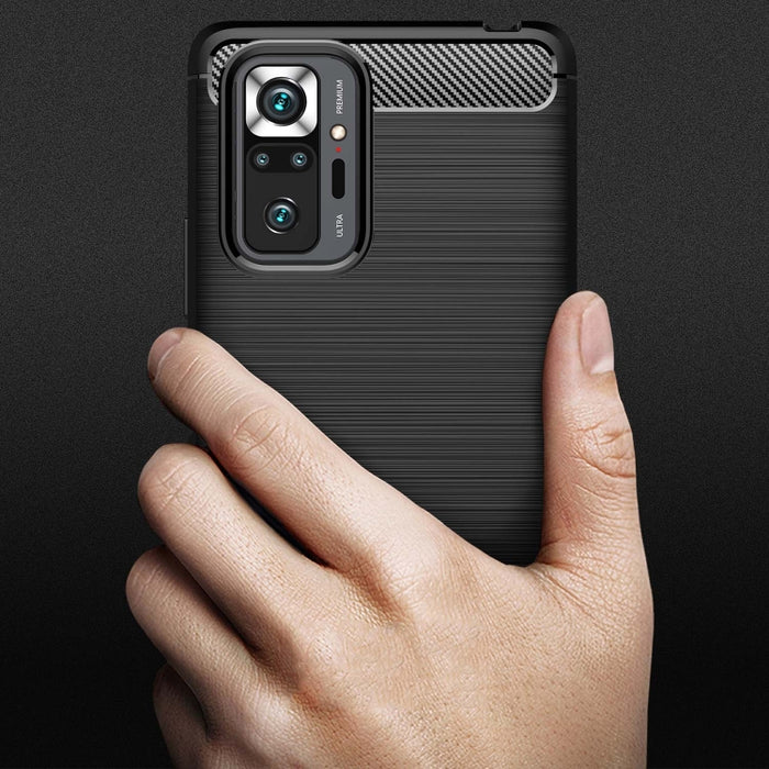 Estuche de TPU de fibra de carbono con textura cepillada, For Xiaomi Redmi Note 10 Pro