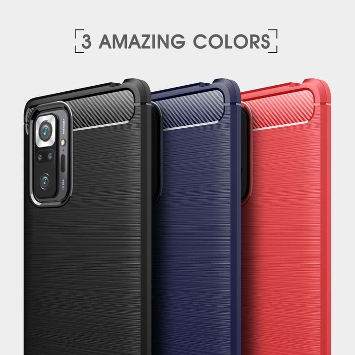 Estuche de TPU de fibra de carbono con textura cepillada, For Xiaomi Redmi Note 10 Pro