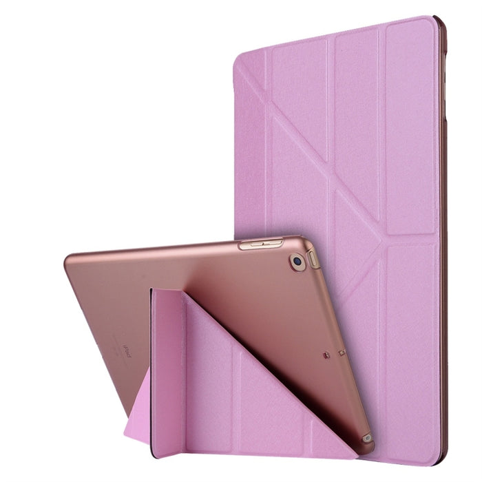 Para iPad 10.2 pulgadas Textura de seda Deformación horizontal Flip Funda de cuero con soporte