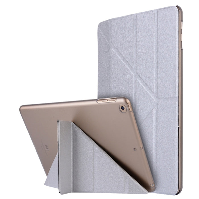 Para iPad 10.2 pulgadas Textura de seda Deformación horizontal Flip Funda de cuero con soporte