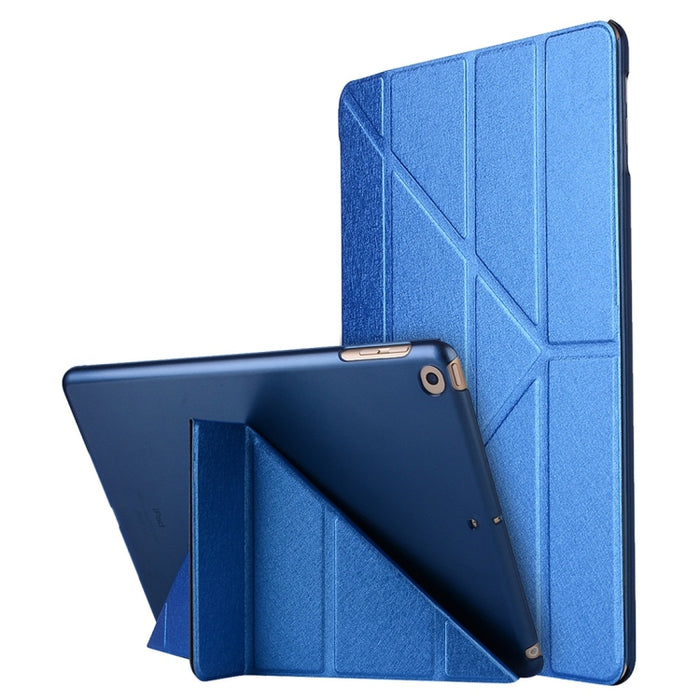 Para iPad 10.2 pulgadas Textura de seda Deformación horizontal Flip Funda de cuero con soporte