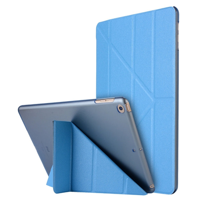 Para iPad 10.2 pulgadas Textura de seda Deformación horizontal Flip Funda de cuero con soporte