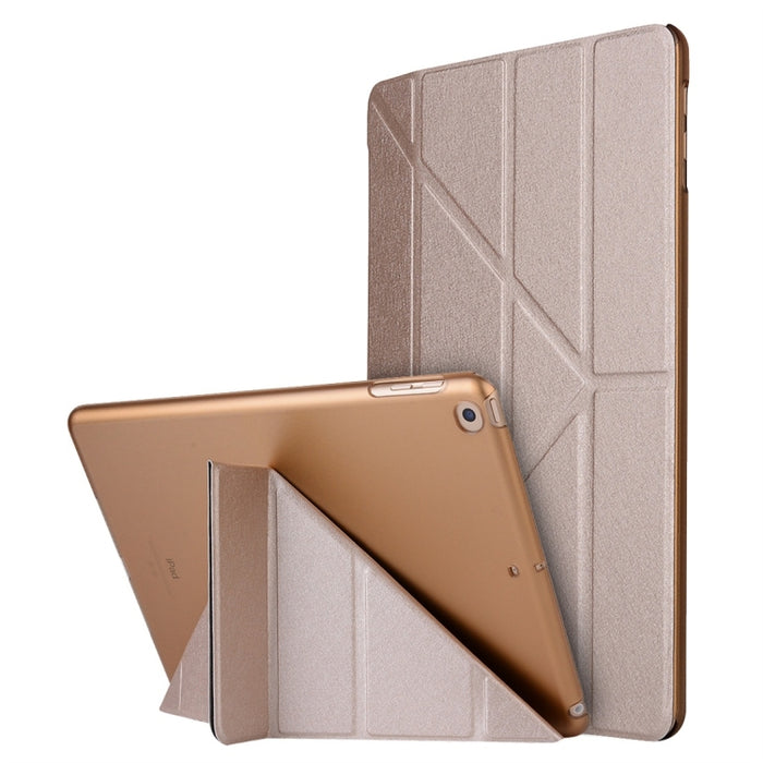 Para iPad 10.2 pulgadas Textura de seda Deformación horizontal Flip Funda de cuero con soporte