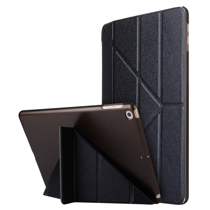 Para iPad 10.2 pulgadas Textura de seda Deformación horizontal Flip Funda de cuero con soporte