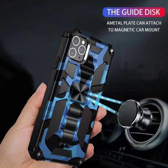 Camuflaje Armadura a prueba de golpes TPU + PC Estuche protector magnético con soporte, For iPhone 11, For iPhone 11 Pro, For iPhone 11 Pro Max