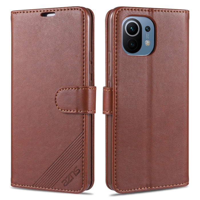 AZNS Estuche de cuero con tapa horizontal con textura de becerro magnético con ranuras para tarjetas y soporte y billetera, For OPPO Reno5 4G, For Xiaomi Mi 11