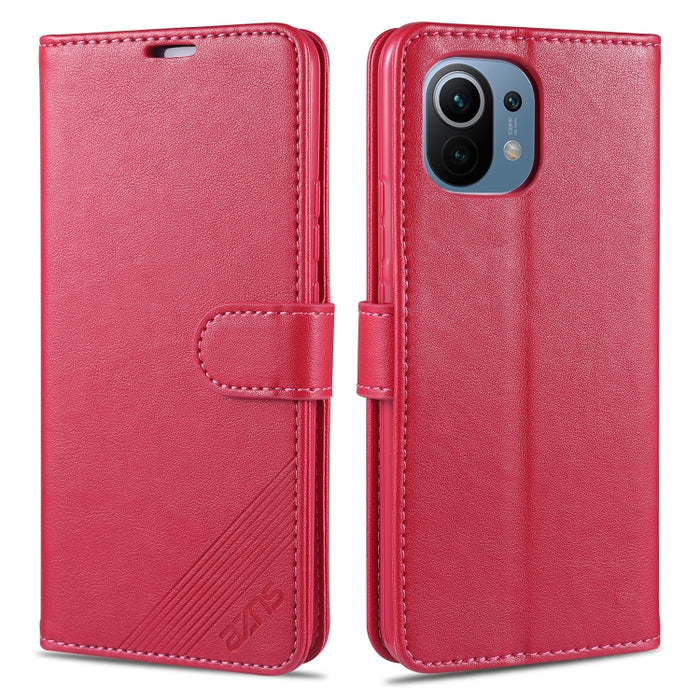 AZNS Estuche de cuero con tapa horizontal con textura de becerro magnético con ranuras para tarjetas y soporte y billetera, For OPPO Reno5 4G, For Xiaomi Mi 11