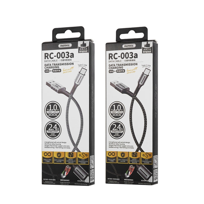 Cable de datos de carga de la serie Remax 2.4A Barrett, longitud: 1 m