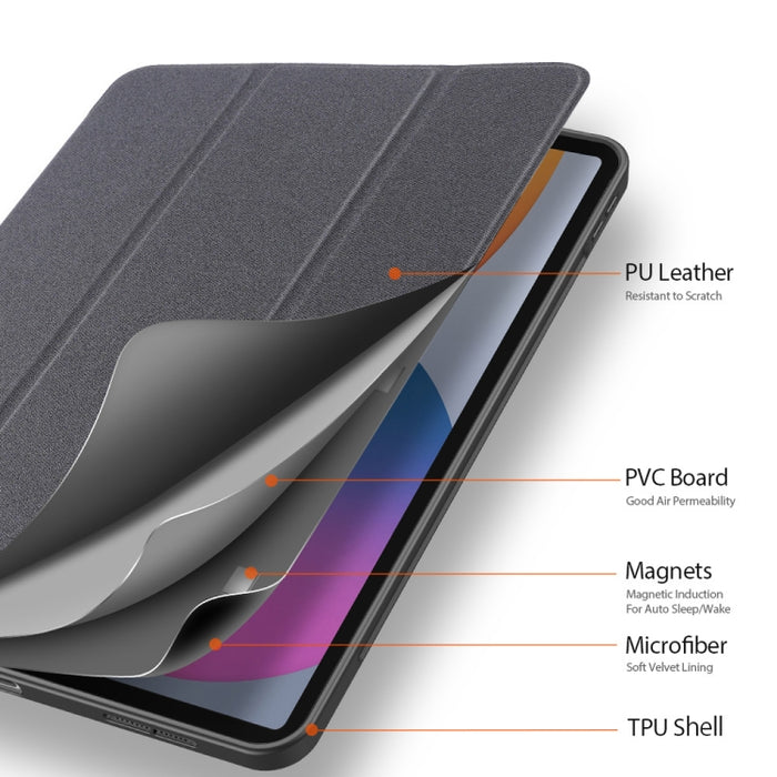DUX DUCIS Domo Series Funda de cuero TPU + PU magnética con tapa horizontal con tres soportes plegables y ranura para bolígrafo y función de reposo / activación