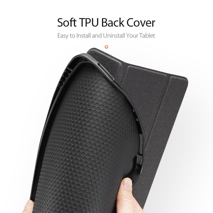 DUX DUCIS Domo Series Funda de cuero TPU + PU magnética con tapa horizontal con tres soportes plegables y ranura para bolígrafo y función de reposo / activación