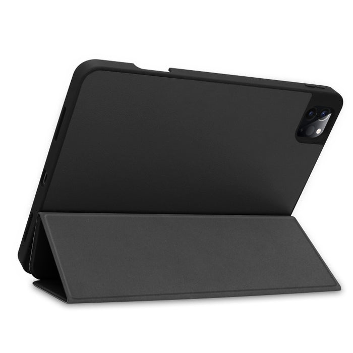 Estuche de cuero TPU + PU con tapa horizontal de color puro con soporte de tres pliegues y función de reposo / activación y ranura para bolígrafo