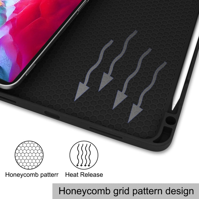 Estuche de cuero TPU + PU con tapa horizontal de color puro con soporte de tres pliegues y función de reposo / activación y ranura para bolígrafo